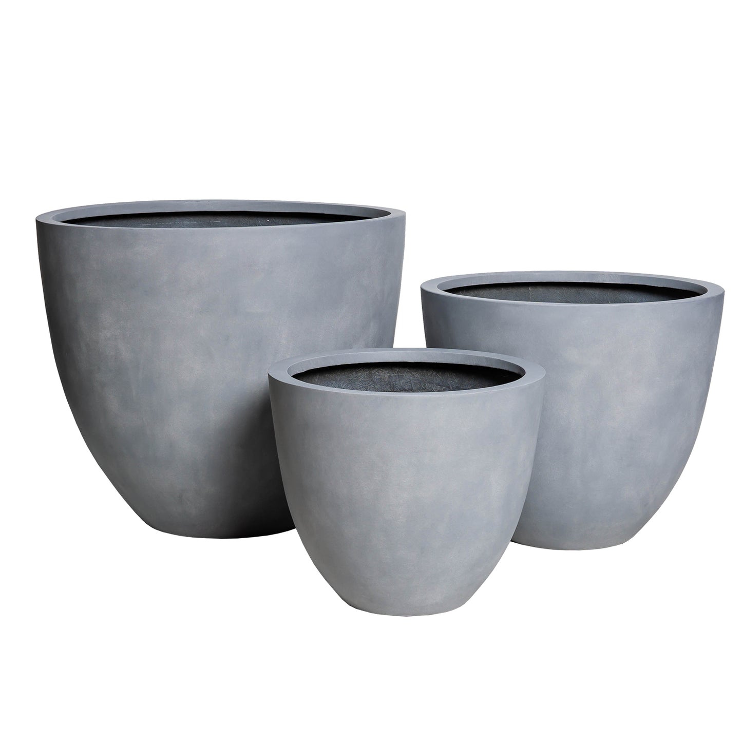 Macetero Loasa gris de Polystone y Polyterrazzo tamaños